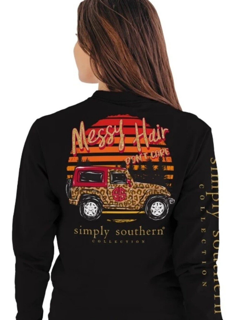 Simply Southern Messy Hair Don't Care Long Sleeve Tee